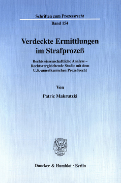 Verdeckte Ermittlungen im Strafprozeß Verdeckte Ermittlungen im Strafprozeß