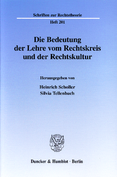 Die Bedeutung der Lehre vom Rechtskreis und der Rechtskultur Die Bedeutung der Lehre vom Rechtskreis und der Rechtskultur