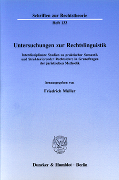Untersuchungen zur Rechtslinguistik Untersuchungen zur Rechtslinguistik