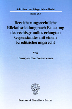 Bereicherungsrechtliche Rückabwicklung nach Belastung des rechtsgrundlos erlangten Gegenstandes mit einem Kreditsicherungsrecht Bereicherungsrechtliche Rückabwicklung nach Belastung des rechtsgrundlos erlangten Gegenstandes mit einem Kreditsicherungsrecht