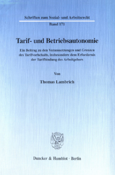 Tarif- und Betriebsautonomie Tarif- und Betriebsautonomie