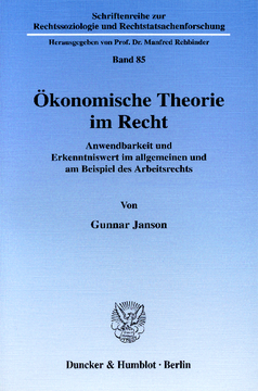 Ökonomische Theorie im Recht Ökonomische Theorie im Recht