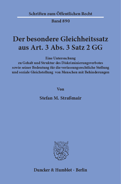 Der besondere Gleichheitssatz aus Art. 3 Abs. 3 Satz 2 GG Der besondere Gleichheitssatz aus Art. 3 Abs. 3 Satz 2 GG