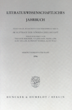 Literaturwissenschaftliches Jahrbuch Literaturwissenschaftliches Jahrbuch