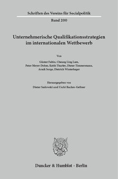 Unternehmerische Qualifikationsstrategien im internationalen Wettbewerb Unternehmerische Qualifikationsstrategien im internationalen Wettbewerb