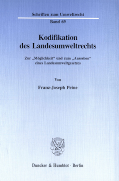 Kodifikation des Landesumweltrechts Kodifikation des Landesumweltrechts