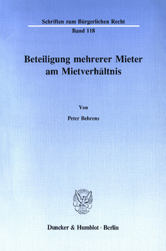 Beteiligung mehrerer Mieter am Mietverhältnis Beteiligung mehrerer Mieter am Mietverhältnis