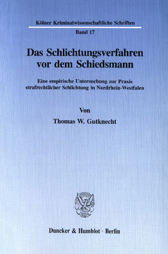 Das Schlichtungsverfahren vor dem Schiedsmann Das Schlichtungsverfahren vor dem Schiedsmann