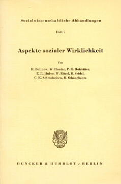 Aspekte sozialer Wirklichkeit Aspekte sozialer Wirklichkeit