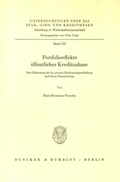 Portfolioeffekte öffentlicher Kreditnahme Portfolioeffekte öffentlicher Kreditnahme