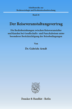 Der Reiseveranstaltungsvertrag Der Reiseveranstaltungsvertrag