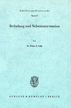 Beiladung und Nebenintervention Beiladung und Nebenintervention