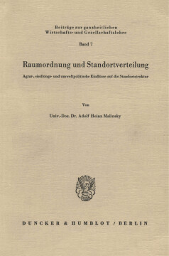 Raumordnung und Standortverteilung Raumordnung und Standortverteilung