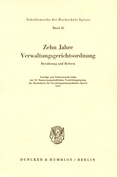 Zehn Jahre Verwaltungsgerichtsordnung Zehn Jahre Verwaltungsgerichtsordnung