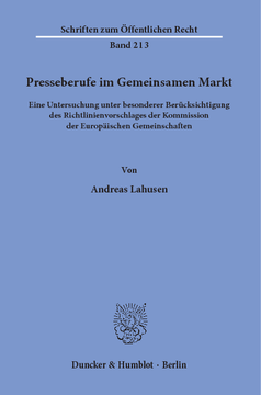 Presseberufe im Gemeinsamen Markt Presseberufe im Gemeinsamen Markt