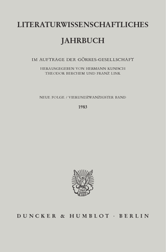 Literaturwissenschaftliches Jahrbuch Literaturwissenschaftliches Jahrbuch