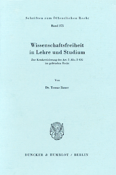 Wissenschaftsfreiheit in Lehre und Studium Wissenschaftsfreiheit in Lehre und Studium