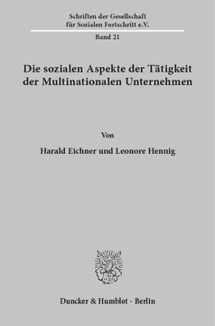 Die sozialen Aspekte der Tätigkeit der Multinationalen Unternehmen Die sozialen Aspekte der Tätigkeit der Multinationalen Unternehmen