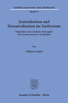 Zentralisation und Dezentralisation im Tarifsystem Zentralisation und Dezentralisation im Tarifsystem