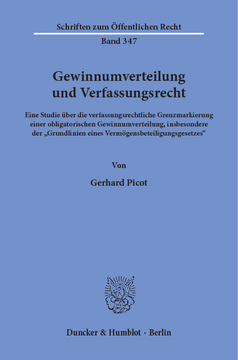 Gewinnumverteilung und Verfassungsrecht Gewinnumverteilung und Verfassungsrecht