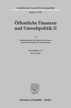 Öffentliche Finanzen und Umweltpolitik II Öffentliche Finanzen und Umweltpolitik II