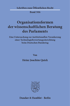 Organisationsformen der wissenschaftlichen Beratung des Parlaments Organisationsformen der wissenschaftlichen Beratung des Parlaments