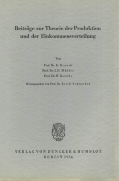 Beiträge zur Theorie der Produktion und der Einkommensverteilung Beiträge zur Theorie der Produktion und der Einkommensverteilung