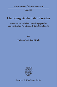 Chancengleichheit der Parteien Chancengleichheit der Parteien