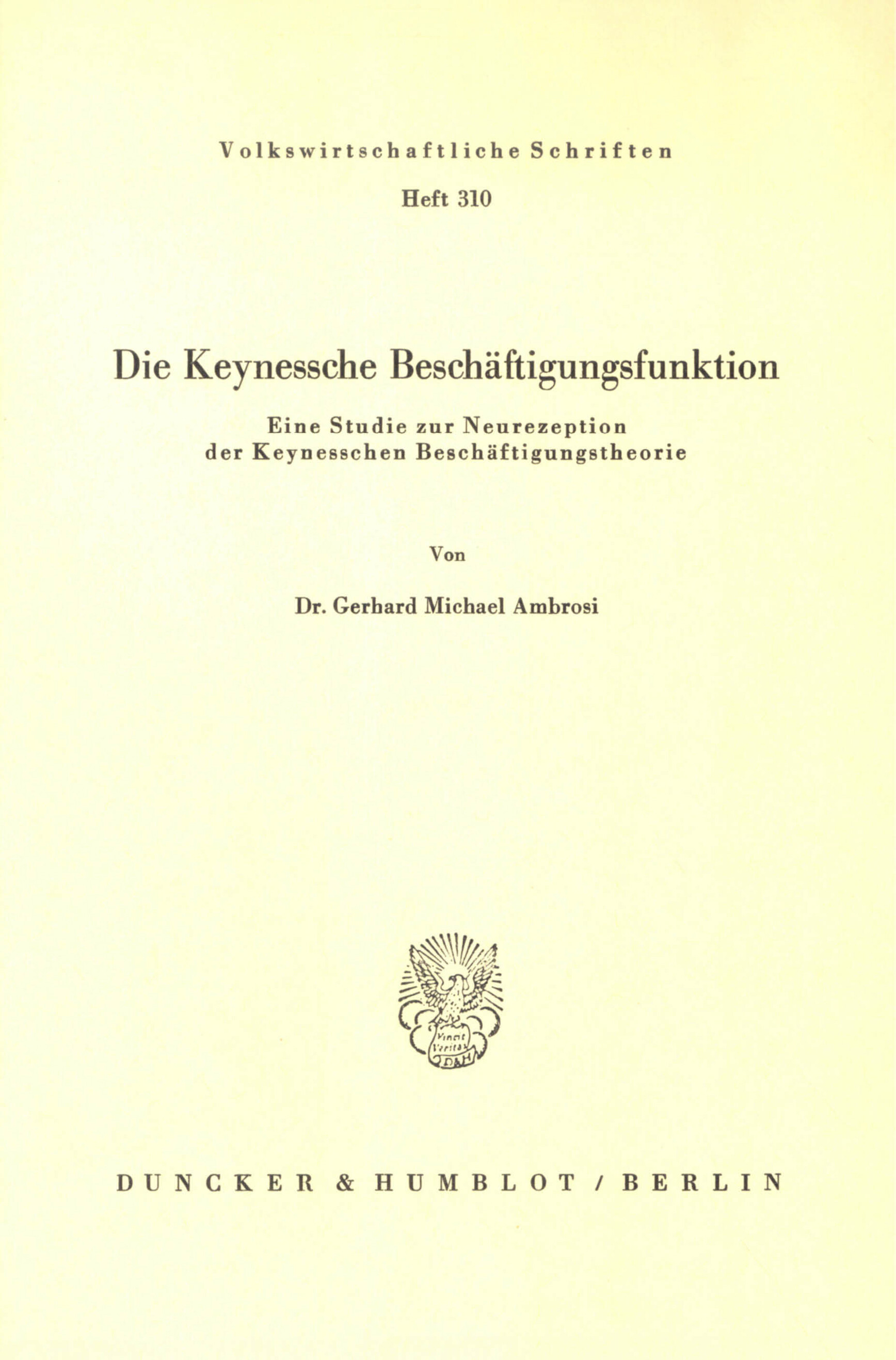 Die Keynessche Beschäftigungsfunktion
