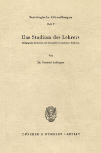 Das Studium des Lehrers
