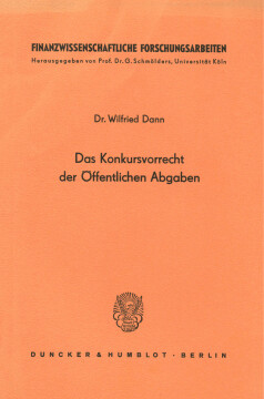 Das Konkursvorrecht der Öffentlichen Abgaben Das Konkursvorrecht der Öffentlichen Abgaben