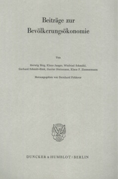 Beiträge zur Bevölkerungsökonomie Beiträge zur Bevölkerungsökonomie