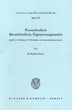 Pressefreiheit, Berufsfreiheit, Eigentumsgarantie Pressefreiheit, Berufsfreiheit, Eigentumsgarantie