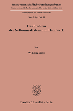 Das Problem der Nettoumsatzsteuer im Handwerk Das Problem der Nettoumsatzsteuer im Handwerk
