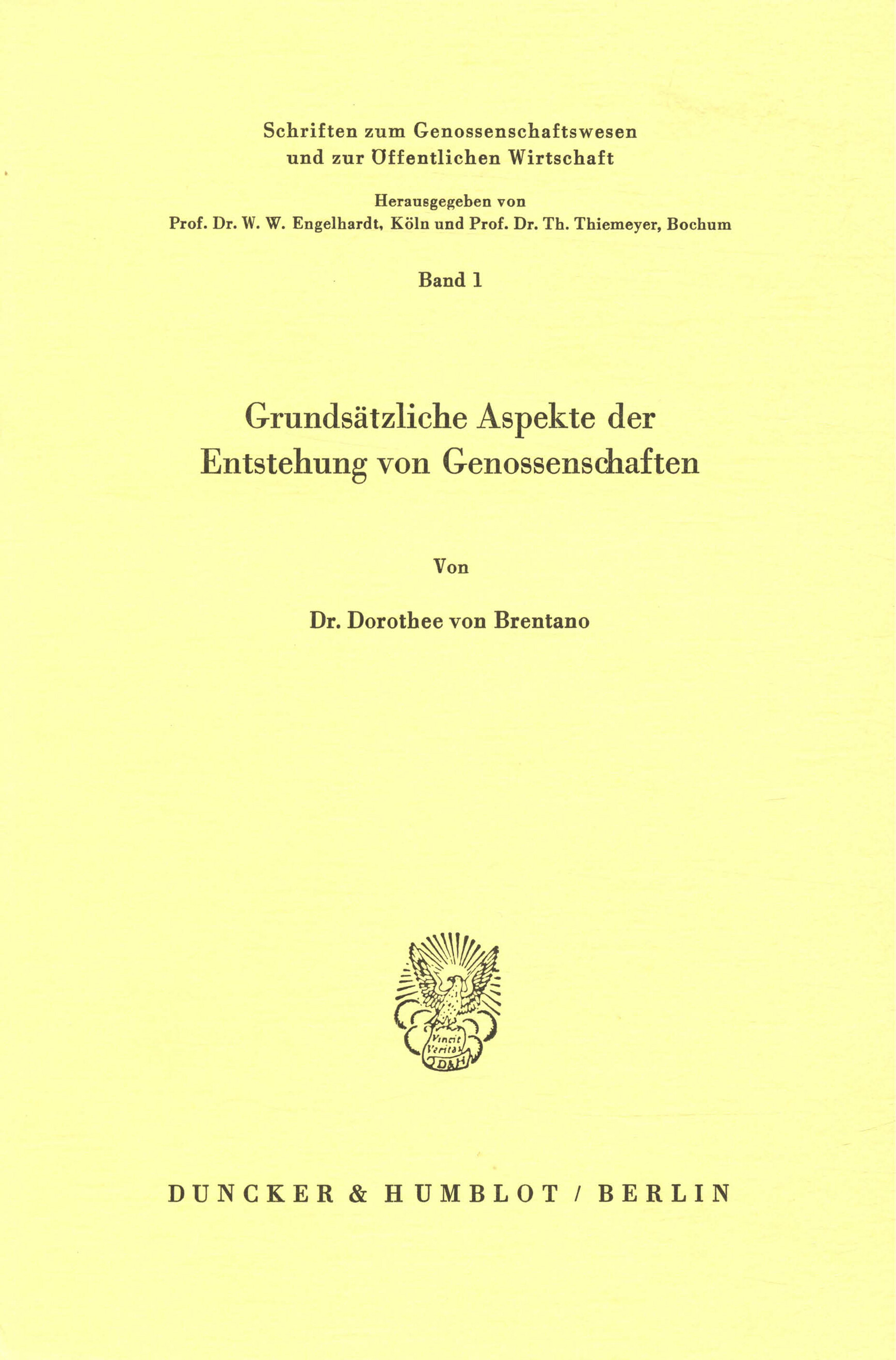 Grundsätzliche Aspekte der Entstehung von Genossenschaften