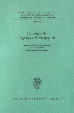 Planung in der regionalen Strukturpolitik Planung in der regionalen Strukturpolitik
