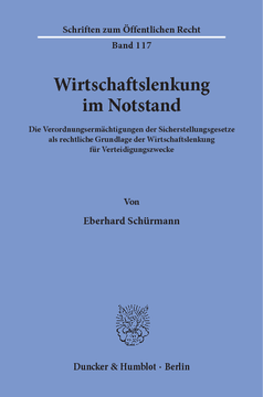 Wirtschaftslenkung im Notstand Wirtschaftslenkung im Notstand