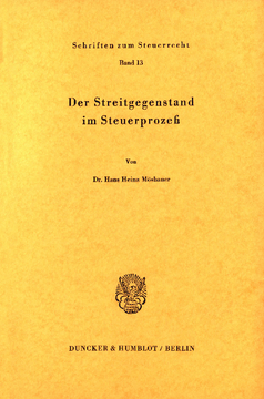 Der Streitgegenstand im Steuerprozeß Der Streitgegenstand im Steuerprozeß
