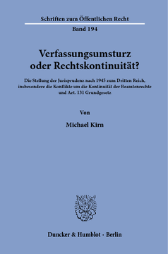 Verfassungsumsturz oder Rechtskontinuität? Verfassungsumsturz oder Rechtskontinuität?