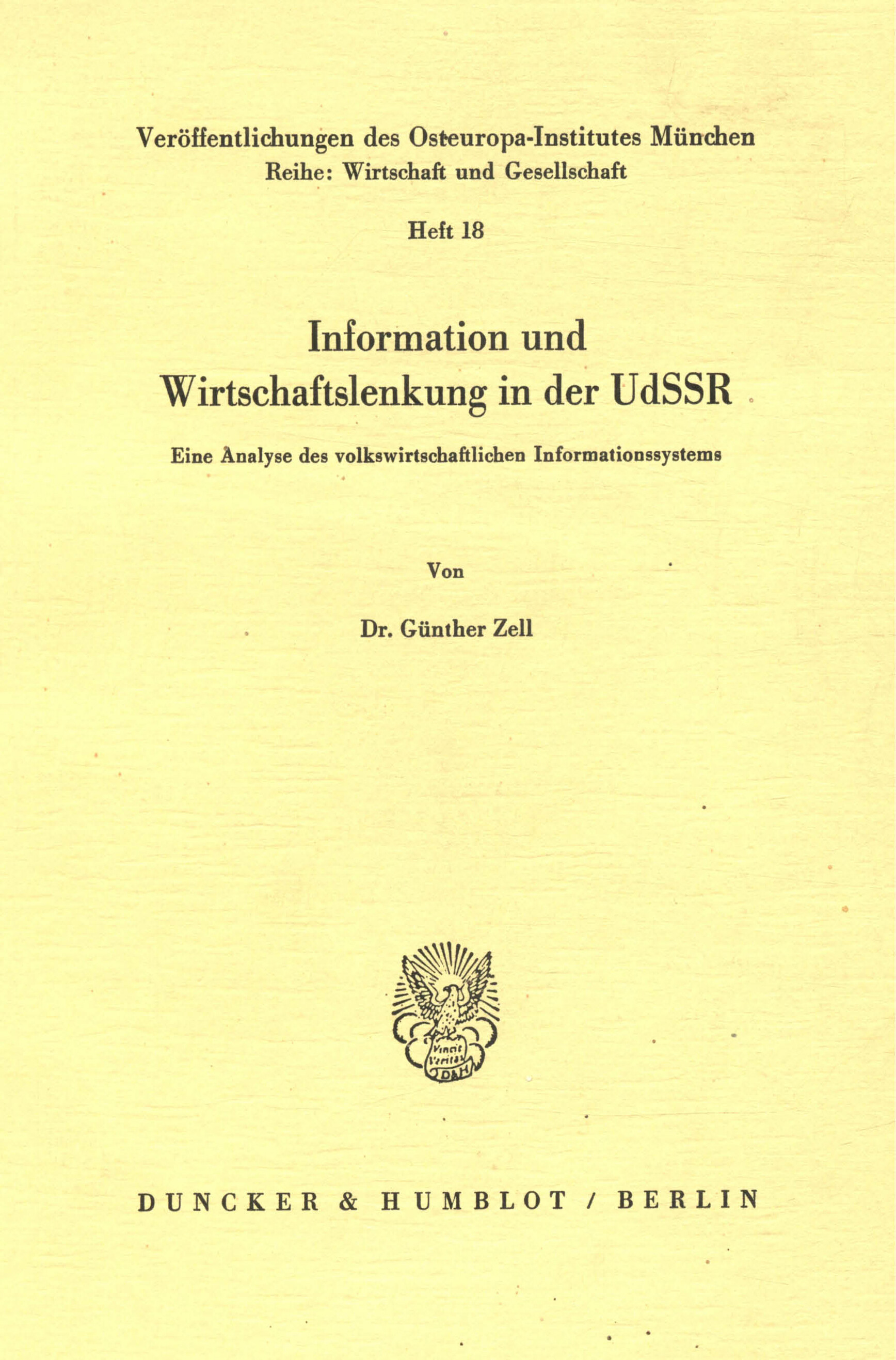 Information und Wirtschaftslenkung in der UdSSR