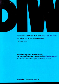 Forschung und Entwicklung im verarbeitenden Gewerbe von Berlin (West) Forschung und Entwicklung im verarbeitenden Gewerbe von Berlin (West)