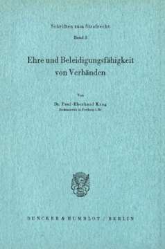 Ehre und Beleidigungsfähigkeit von Verbänden Ehre und Beleidigungsfähigkeit von Verbänden