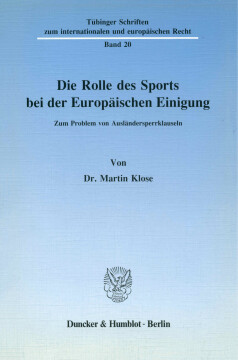 Die Rolle des Sports bei der Europäischen Einigung Die Rolle des Sports bei der Europäischen Einigung