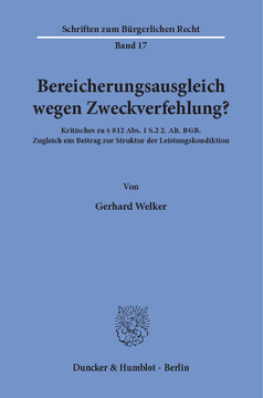 Bereicherungsausgleich wegen Zweckverfehlung? Bereicherungsausgleich wegen Zweckverfehlung?