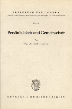 Persönlichkeit und Gemeinschaft Persönlichkeit und Gemeinschaft