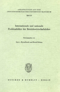 Internationale und nationale Problemfelder der Betriebswirtschaftslehre