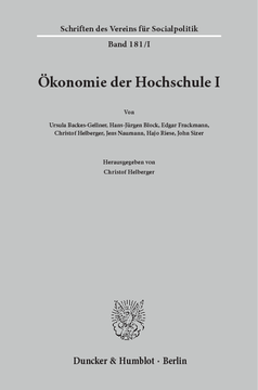 Ökonomie der Hochschule I Ökonomie der Hochschule I