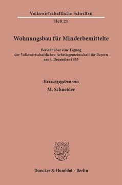 Wohnungsbau für Minderbemittelte Wohnungsbau für Minderbemittelte