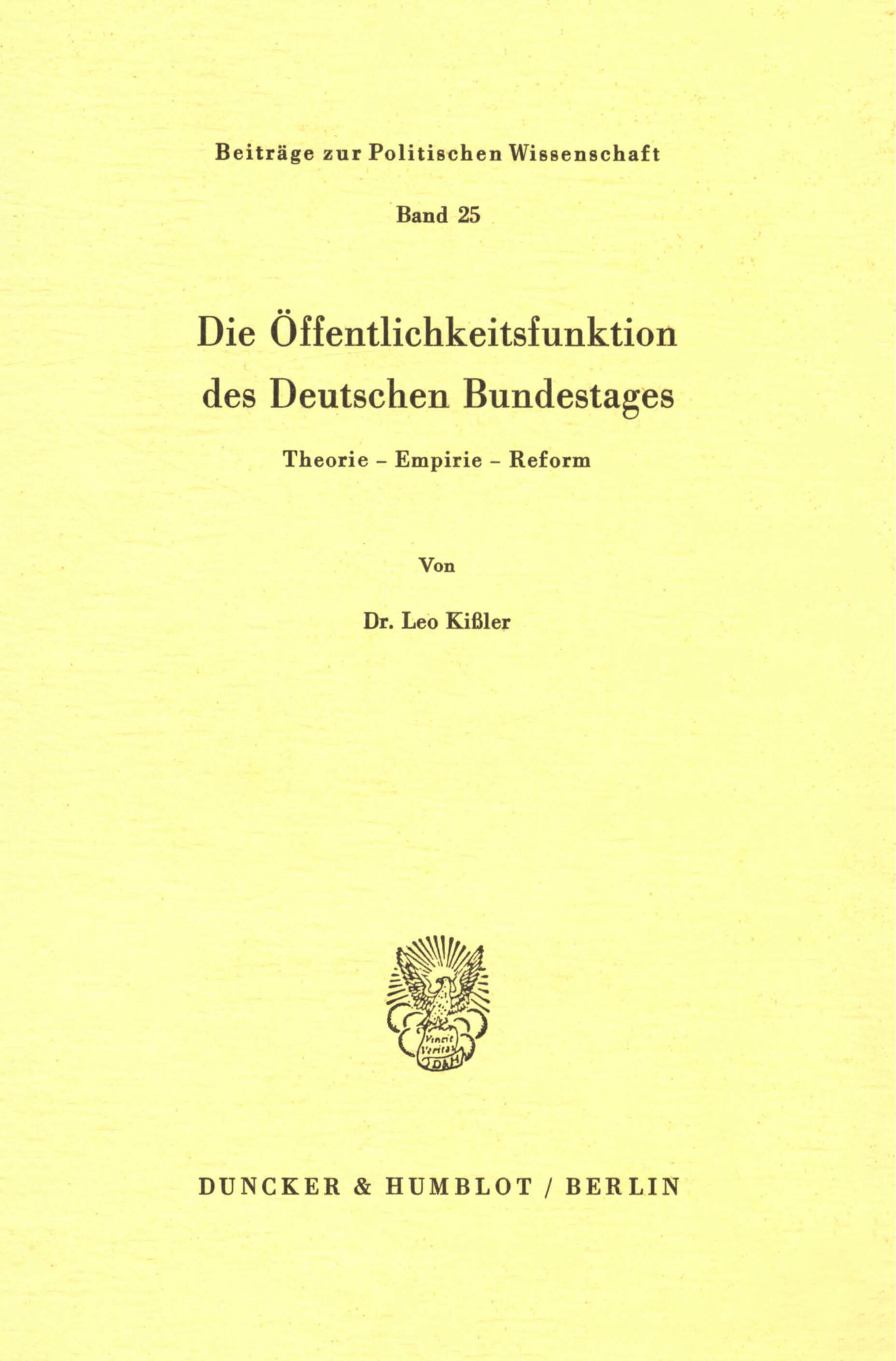 Die Öffentlichkeitsfunktion des Deutschen Bundestages
