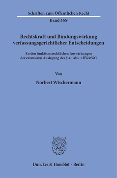 Rechtskraft und Bindungswirkung verfassungsgerichtlicher Entscheidungen Rechtskraft und Bindungswirkung verfassungsgerichtlicher Entscheidungen